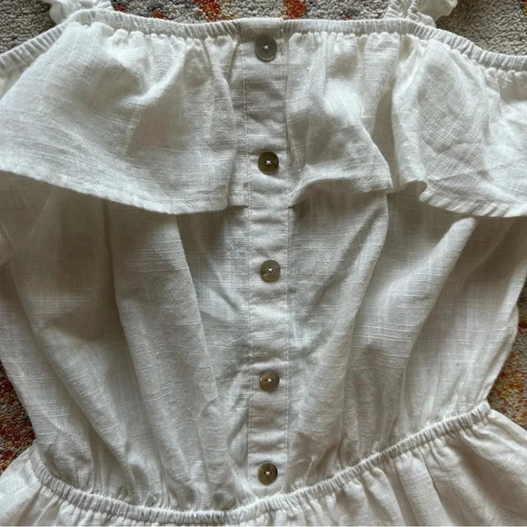 Lightweight Cotton Ivory Ruffle Square Neck Sleeveless Mini Dress Size Large - Picture 5 of 9